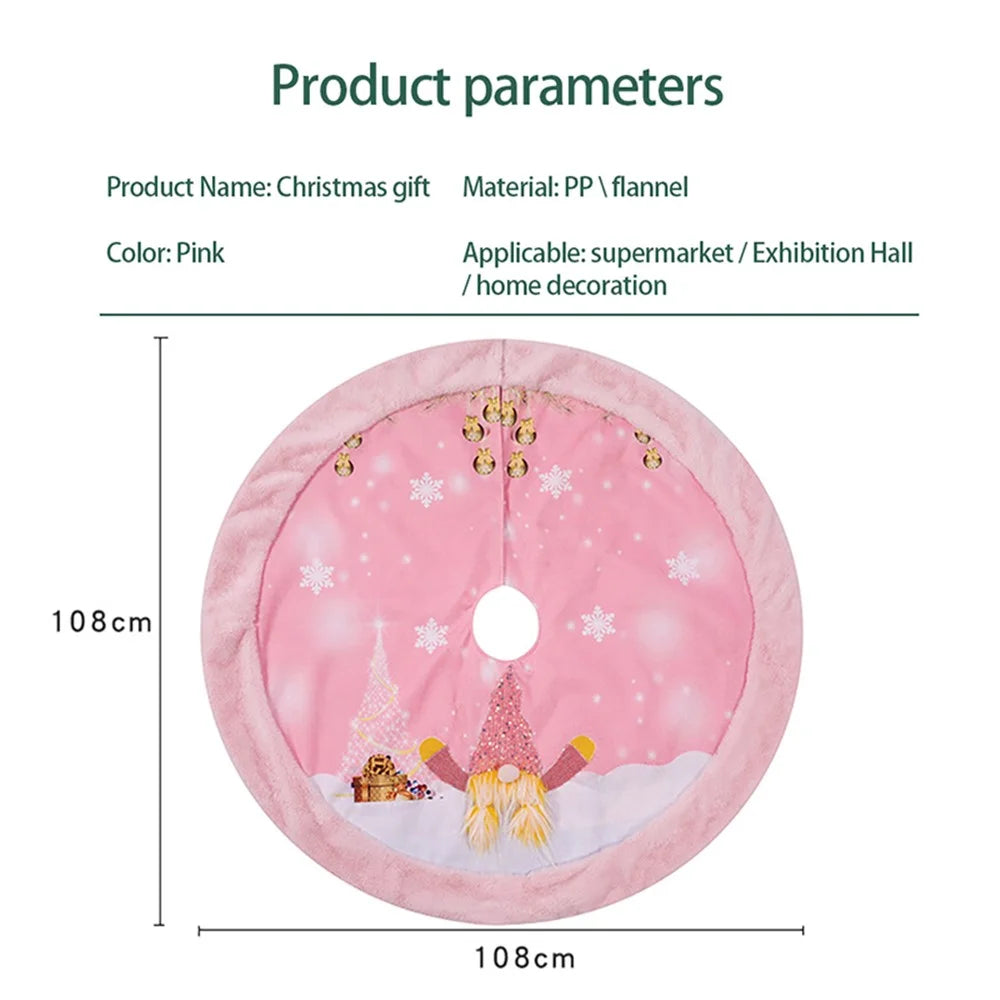 Flannel Xmas Tree Ornament Gift Pink Christmas Tree Skirt Gnome Snow Pattern Decoration Home Holiday Decor with LED Light - Boy - 6