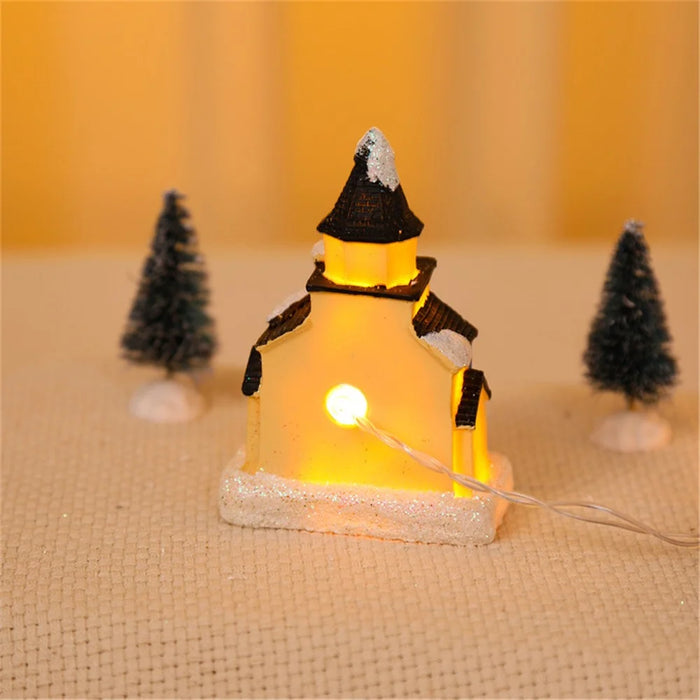 10Pcs Christmas Village Scene Set Battery Operated LED Light Up Holiday Decorations Xmas Winter Home Decor - Style C - 5