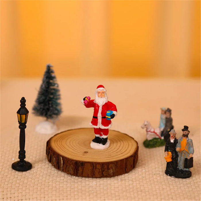 10Pcs Christmas Village Scene Set Battery Operated LED Light Up Holiday Decorations Xmas Winter Home Decor - Style C - 6