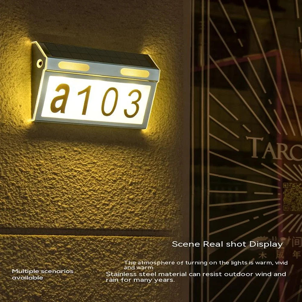 DS-HNL Solar Door Sign Lamp Outdoor Wiring Free LED Lights IP65 Waterproof Garden Lamp - 2