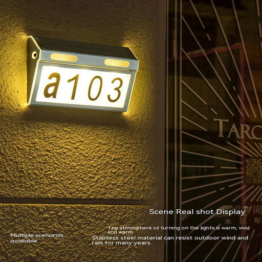DS-HNL Solar Door Sign Lamp Outdoor Wiring Free LED Lights IP65 Waterproof Garden Lamp - 2