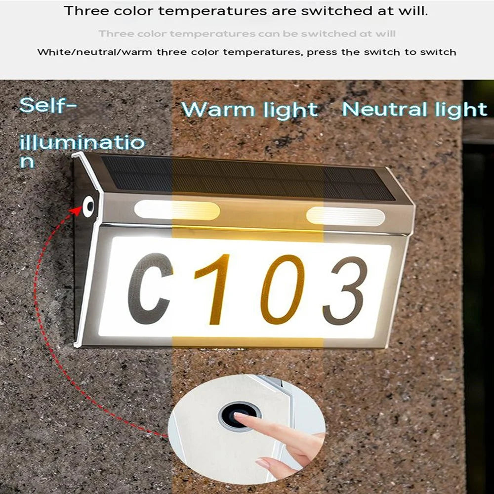 DS-HNL Solar Door Sign Lamp Outdoor Wiring Free LED Lights IP65 Waterproof Garden Lamp - 3