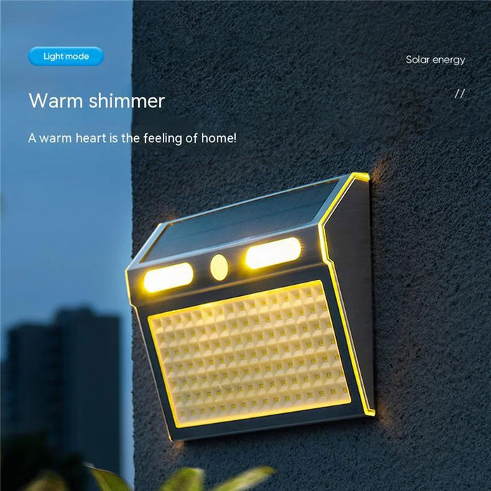 DS138 Solar Power Lights Indoor Outdoor IP65 Waterproof Lighting Lamp Wall-Mounted Light - Warm Light - 2