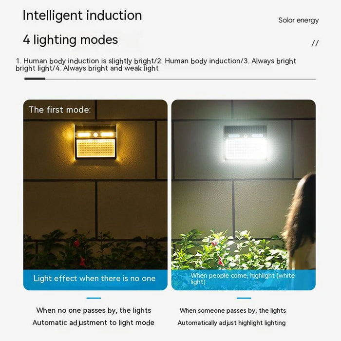 DS138 Solar Power Lights Indoor Outdoor IP65 Waterproof Lighting Lamp Wall-Mounted Light - Warm Light - 4