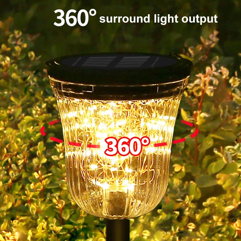 DS701 Home Patio Yard Lawn String Light Inside Solar Powered Garden Stake LED Lamp with Warm Light - 2