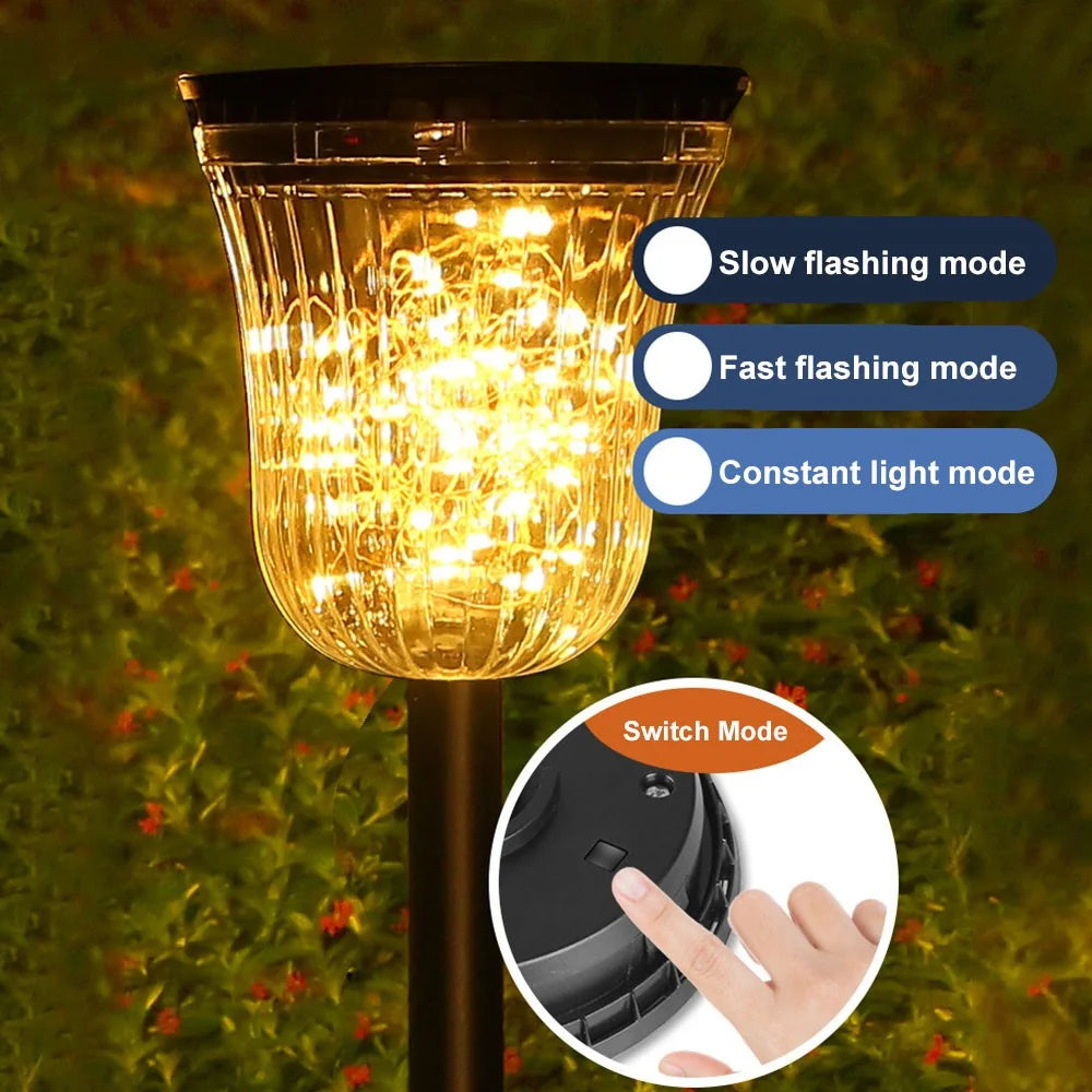 DS701 Home Patio Yard Lawn String Light Inside Solar Powered Garden Stake LED Lamp with Warm Light - 3