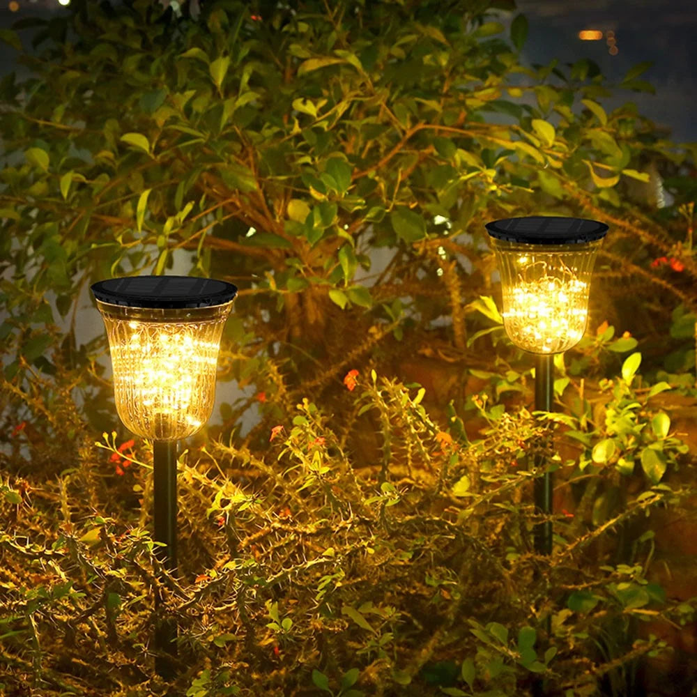 DS701 Home Patio Yard Lawn String Light Inside Solar Powered Garden Stake LED Lamp with Warm Light - 5