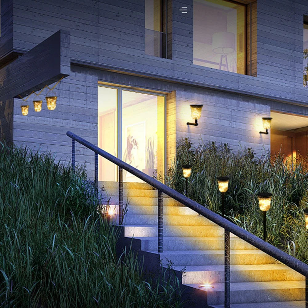 DS701 Home Patio Yard Lawn String Light Inside Solar Powered Garden Stake LED Lamp with Warm Light - 6