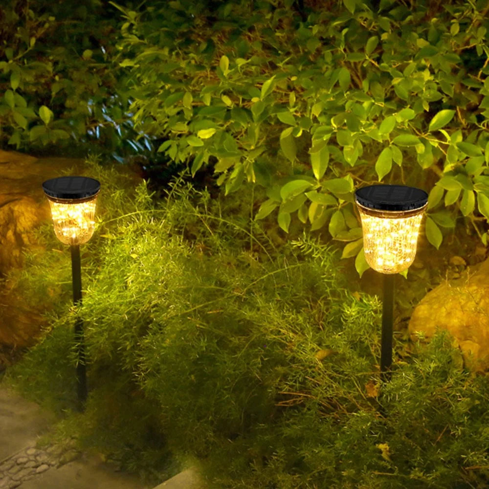 DS701 Home Patio Yard Lawn String Light Inside Solar Powered Garden Stake LED Lamp with Warm Light - 7