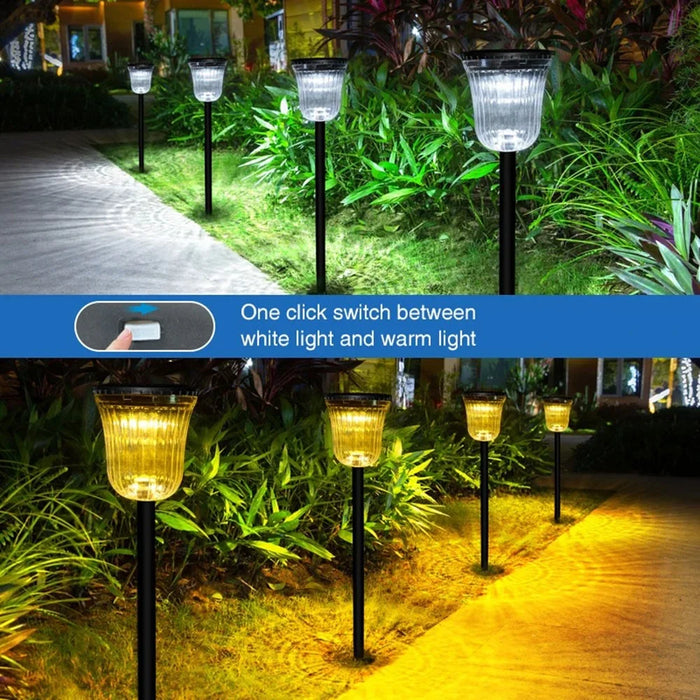 DS701 Solar Powered Garden LED Lamp Patio Yard Lawn Light with White Light + Warm Light - 2