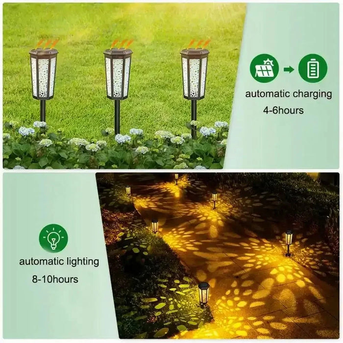 DS019 Hexagonal Hollow-Out Solar Powered Stake LED Lamp Home Yard Lawn Light with Warm Light+RGB - 5