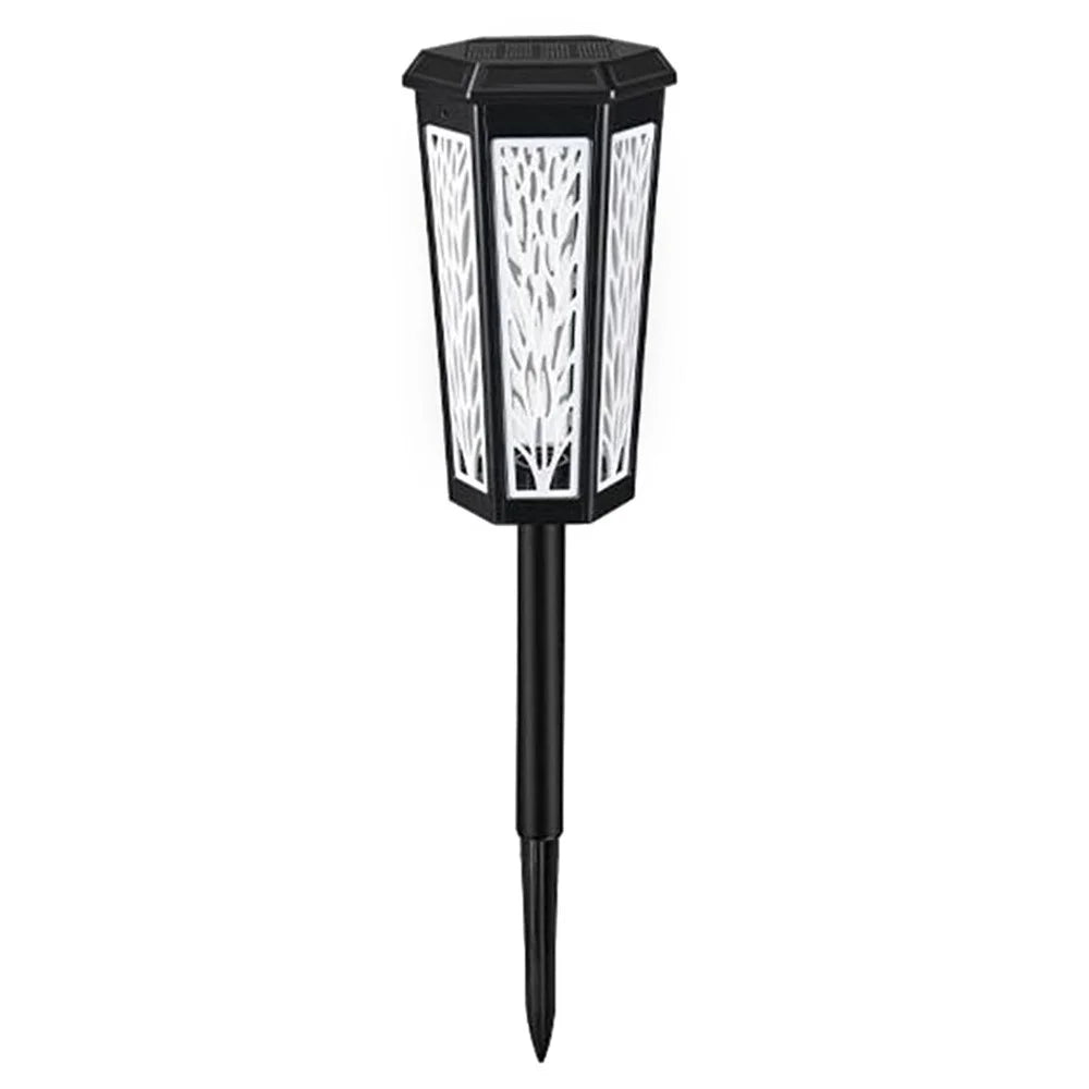 DS019 Hexagonal Leaf Hollow-Out Home Yard Lawn Light Solar Powered Stake LED Lamp with Warm Light+RGB - 1