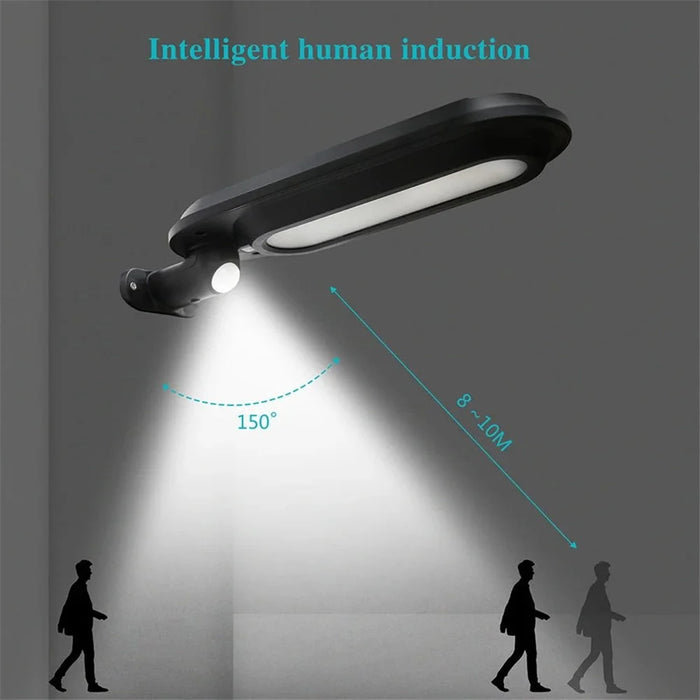 DS018 Solar Powered LED Motion Sensor Outdoor Wall Light Home Fence Garden Illuminating Lamp - White Light / Black - 3