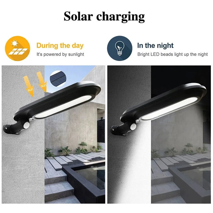 DS018 Solar Powered LED Motion Sensor Outdoor Wall Light Home Fence Garden Illuminating Lamp - White Light / Black - 7