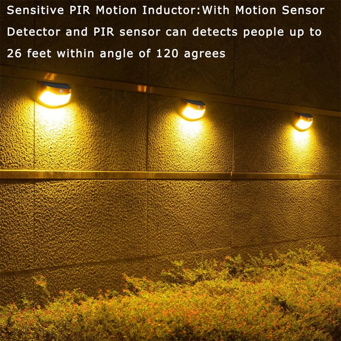 DS-PIR-3688 PIR Motion Sensor Solar Powered Wall Lamp Waterproof Garden LED Light - Black Shell / Warm Light - 4
