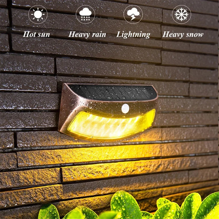 DS-PIR-3688 PIR Motion Sensor Solar Powered Wall Lamp Waterproof Garden LED Light - Black Shell / Warm Light - 5
