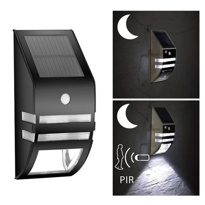 DS-SL2 Trapezoidal Solar Wall Light Waterproof PIR Motion Sensor Garden LED Light - Black Shell / White Light - 3