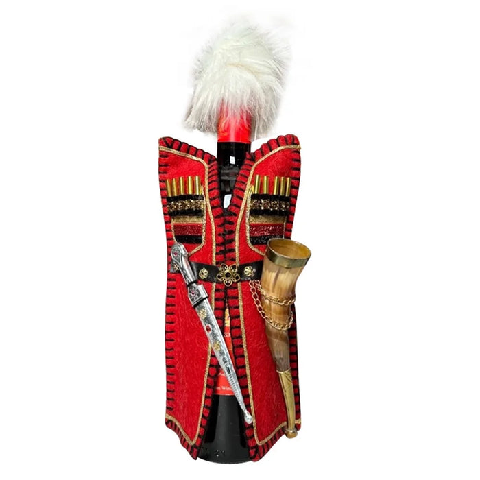 0001 1 Set Christmas Wine Bottle Cover Plush Coat Bottle Dress for Holiday Christmas Party Decorations - Red - 1