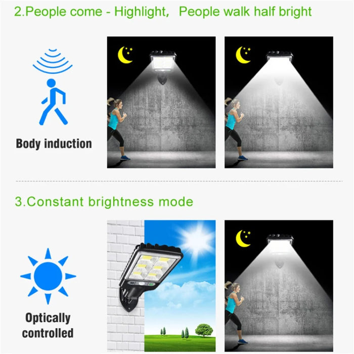 616 Motion Sensor Solar Powered Outdoor Garden Wall Light with Remote Control - 30 COB - 4