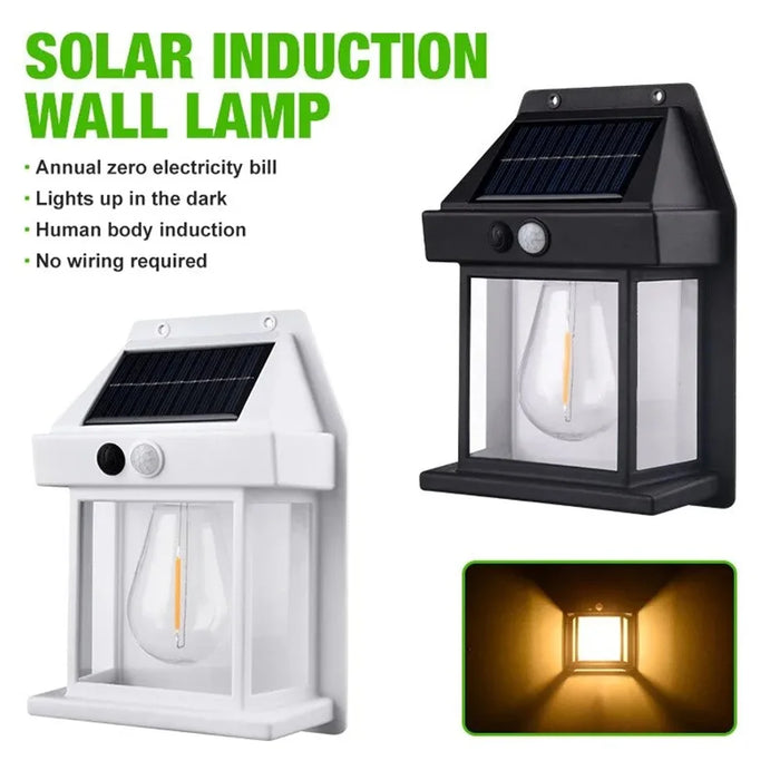 JL-888 Solar Induction Wall Lamp Outdoor Tungsten Night Light with 3RD Gear Mode - Black - 2