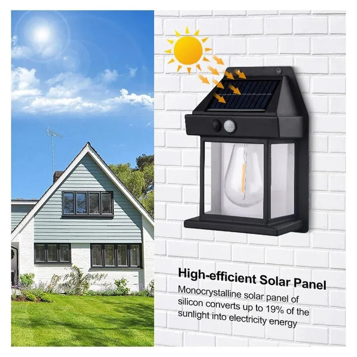 JL-888 Solar Induction Wall Lamp Outdoor Tungsten Night Light with 3RD Gear Mode - Black - 3