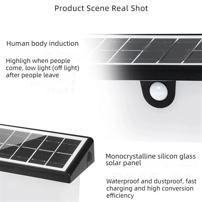 YH0617-PIR Outdoor Solar Power Light Sensing Wall Lamp PIR Induction Waterproof Garden Yard Light - White Light - 6
