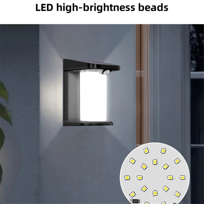 YH0619-PIR Outdoor Solar Motion Sensing Wall Lamp Waterproof Garden Yard Light - White Light - 2