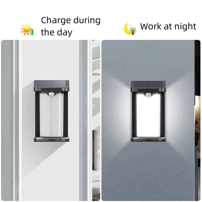 YH0619-PIR Outdoor Solar Motion Sensing Wall Lamp Waterproof Garden Yard Light - White Light - 6