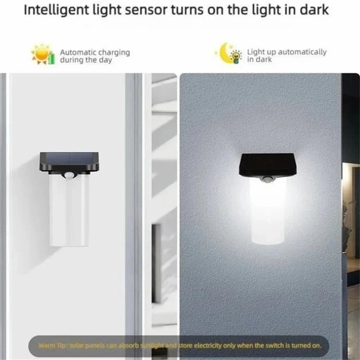 YH0620-PIR Solar Human Body Sensing Wall Lamp Waterproof Outdoor Garden Yard Light - White Light - 6