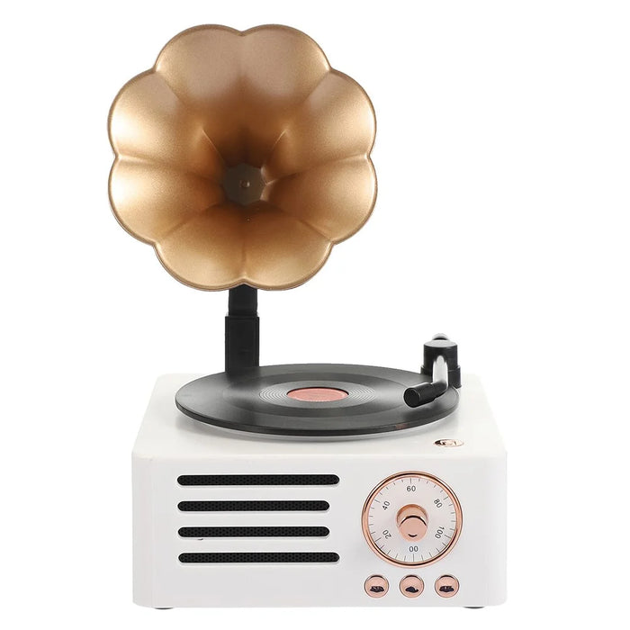T15 Desktop Wireless Speaker Retro Vinyl Record Design Bluetooth-compatible Speaker (Standard Version) - White - 1