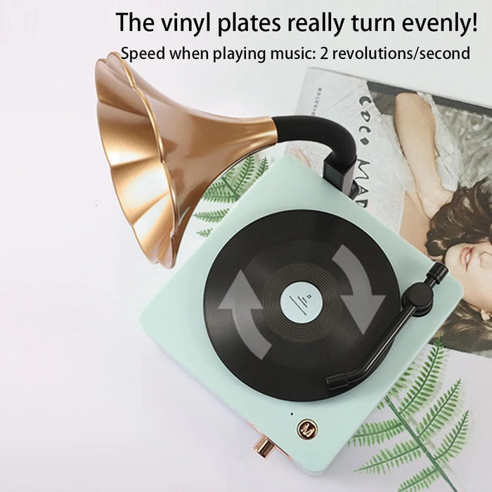 T15 Desktop Wireless Speaker Retro Vinyl Record Design Bluetooth-compatible Speaker (Standard Version) - White - 4