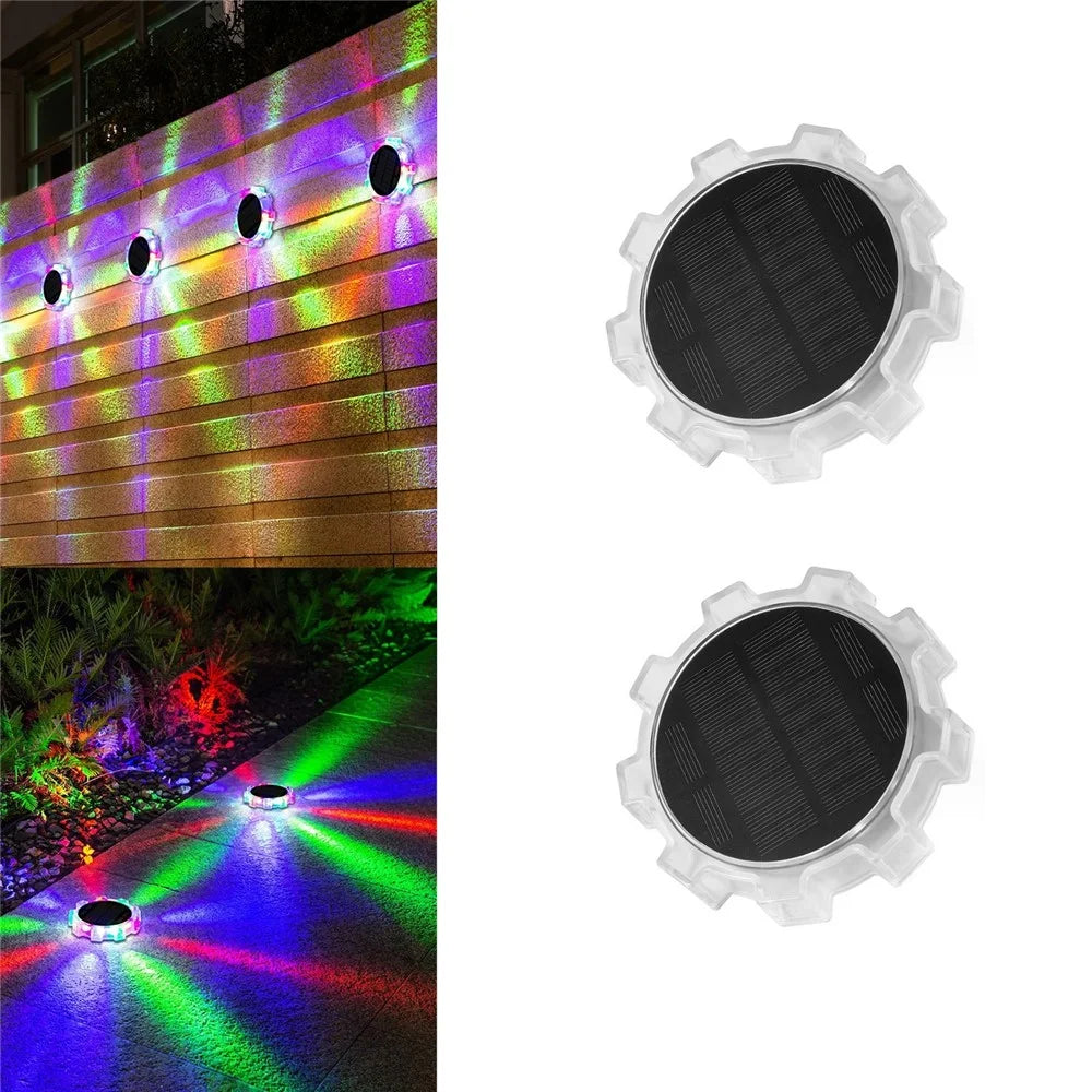 DSL188 2Pcs Motion Sensor Solar Powered Garden Ground Light with RGB Light - 1