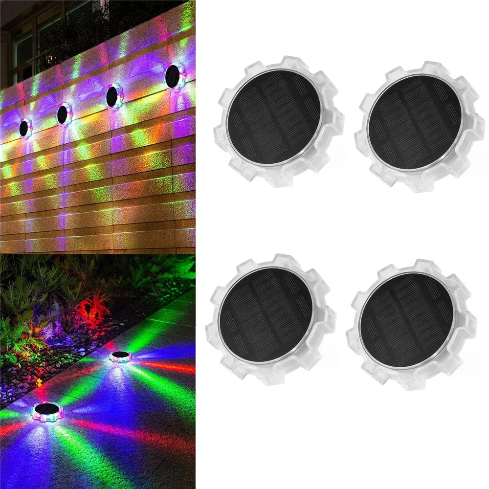 DSL188 4Pcs 4 Modes Motion Sensor Ground Light RGB Light Garden Solar Lamp - 1