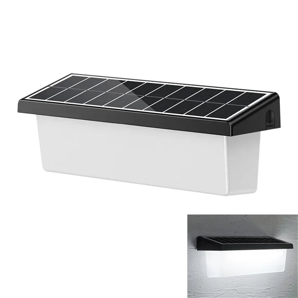 YH0617 Solar Powered Outdoor Waterproof Fence Light Wall Lamp for Garden Yard - White Light - 1