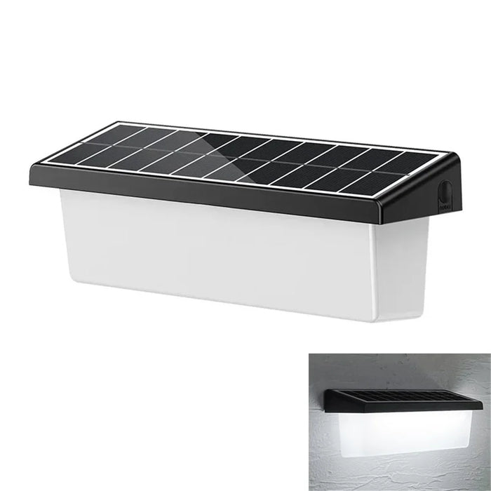 YH0617 Solar Powered Outdoor Waterproof Fence Light Wall Lamp for Garden Yard - White Light - 1