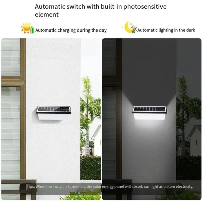 YH0617 Solar Powered Outdoor Waterproof Fence Light Wall Lamp for Garden Yard - White Light - 4