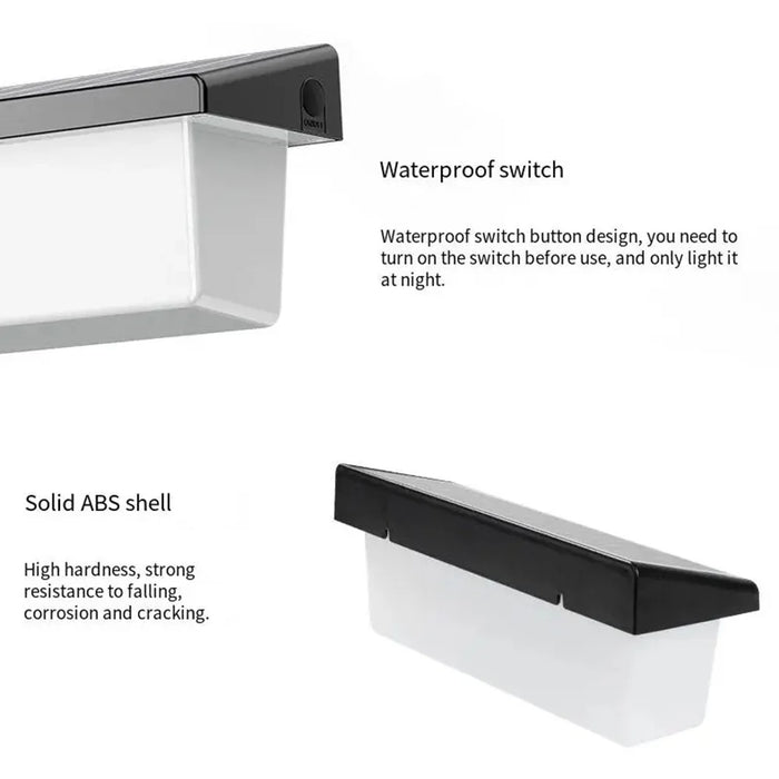 YH0617 Solar Powered Outdoor Waterproof Fence Light Wall Lamp for Garden Yard - White Light - 6
