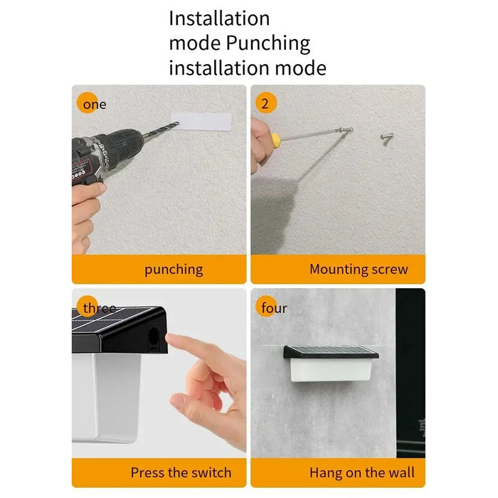 YH0617 Solar Powered Outdoor Waterproof Fence Light Wall Lamp for Garden Yard - White Light - 7
