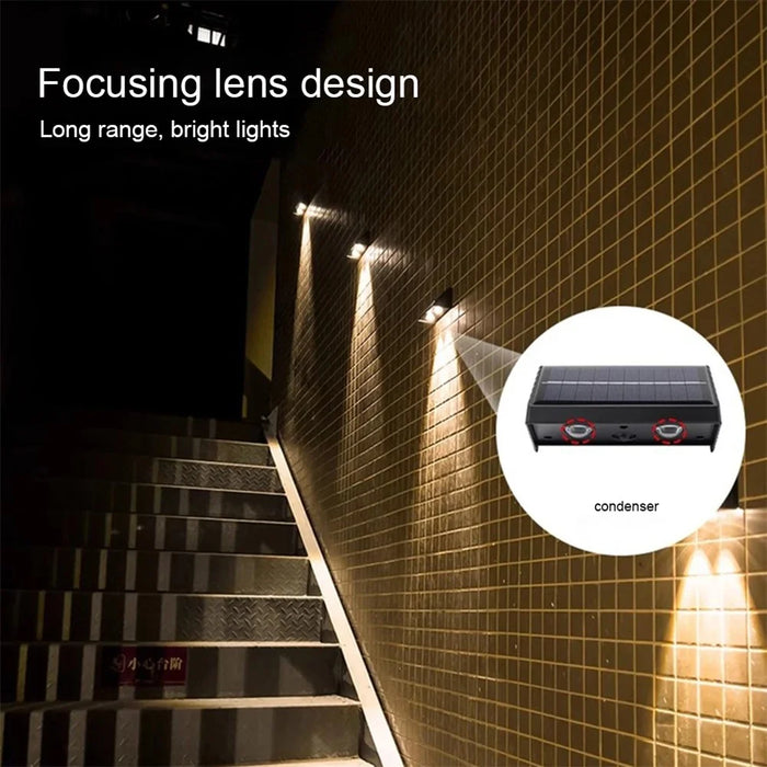 YH0615 2PCS Solar Powered Outdoor Yard Waterproof Garden Light Wall Lamp - 4