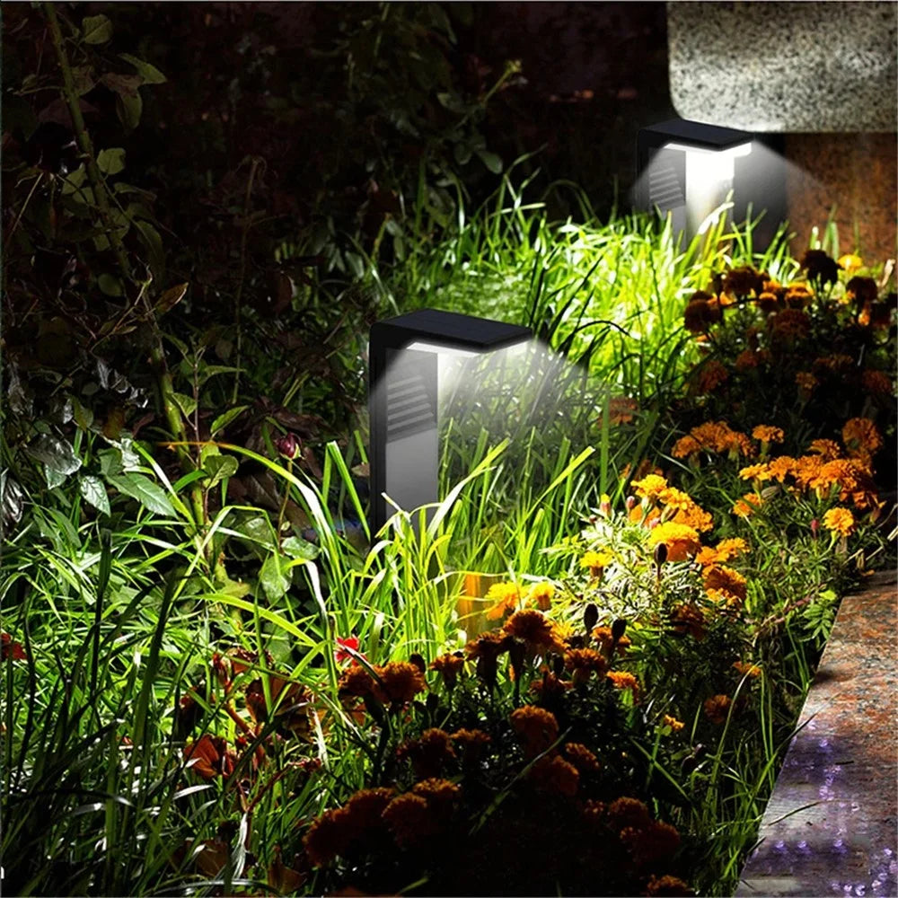 YH0801 2PCS Solar Powered Lamp Waterproof Garden Grass Lawn Light with Stake - White Light - 7