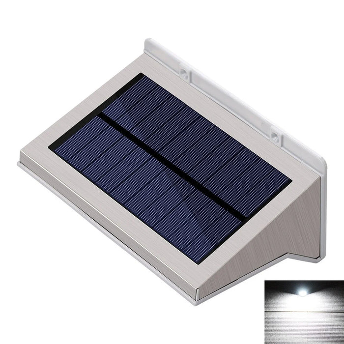 YH0609-PIR Solar-Powered Motion Sensor LED Wall Light, Stainless Steel Patio Outdoor Perimeter Courtyard Lamp - Warm White - 1