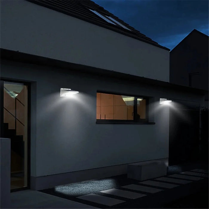 YH0609-PIR Solar-Powered Motion Sensor LED Wall Light, Stainless Steel Patio Outdoor Perimeter Courtyard Lamp - Warm White - 7
