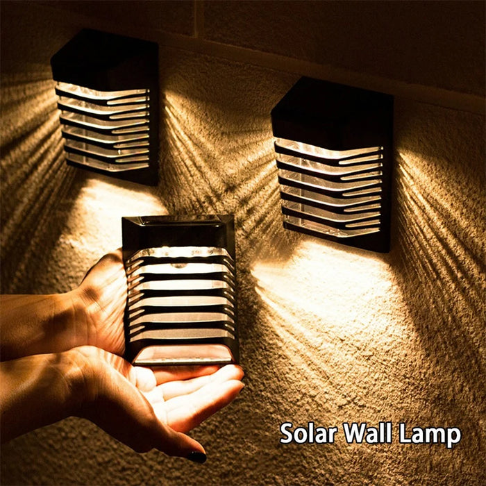 YH0614 Solar Fence Lights Wall-Mounted Square Shape Outdoor Garden Lamp - 2