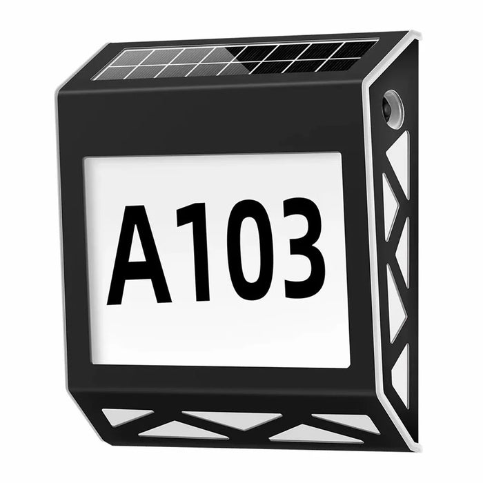 YH1101 Solar House Numbers Light Waterproof Outdoor White Light Address Sign Plaque Lamp - Black - 1