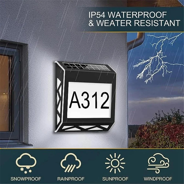 YH1101 Solar House Numbers Light Waterproof Outdoor White Light Address Sign Plaque Lamp - Black - 2