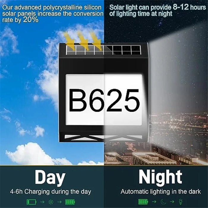 YH1101 Solar House Numbers Light Waterproof Outdoor White Light Address Sign Plaque Lamp - Black - 4