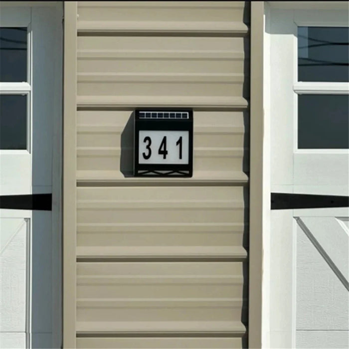 YH1101 Solar House Numbers Light Waterproof Outdoor White Light Address Sign Plaque Lamp - Black - 6