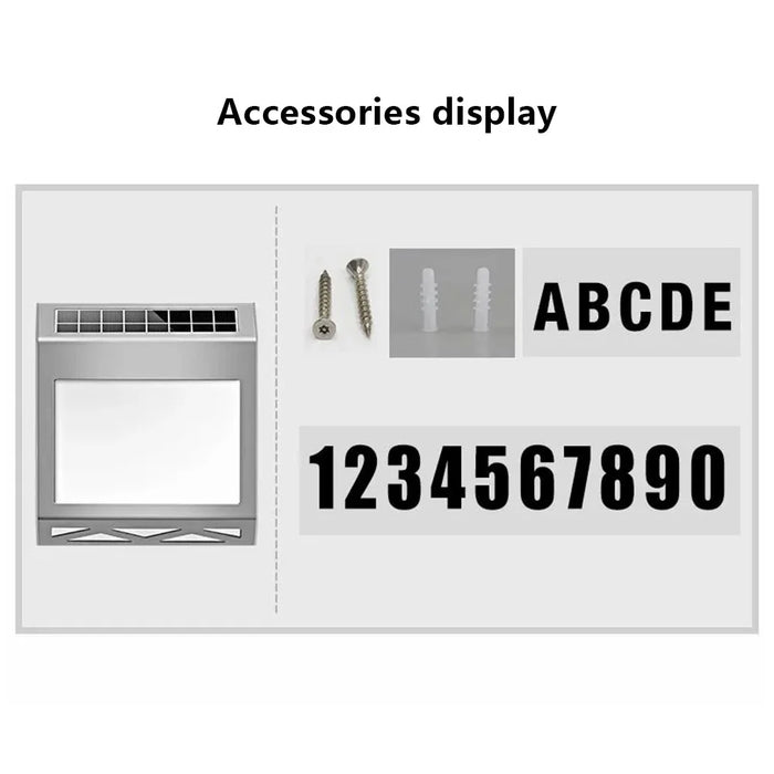 YH1101 Solar House Numbers Light Waterproof Outdoor White Light Address Sign Plaque Lamp - Black - 7