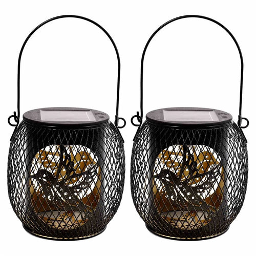 2PCS Waterproof Garden Iron Solar LED Lights Hollow-Out Lamps Hanging Projection Lights (CE, RoHS, FCC) - Bird - 1