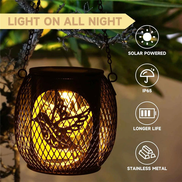 2PCS Waterproof Garden Iron Solar LED Lights Hollow-Out Lamps Hanging Projection Lights (CE, RoHS, FCC) - Bird - 6